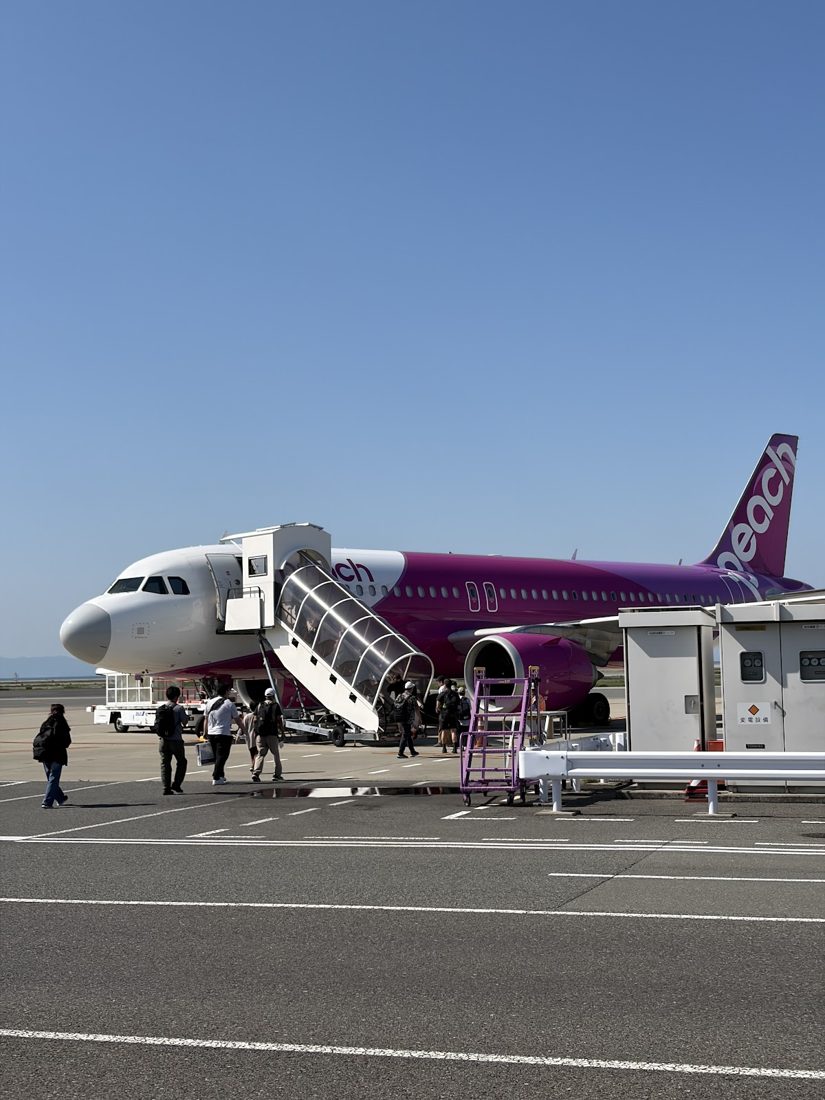 関空第2ターミナルから搭乗するピーチ機